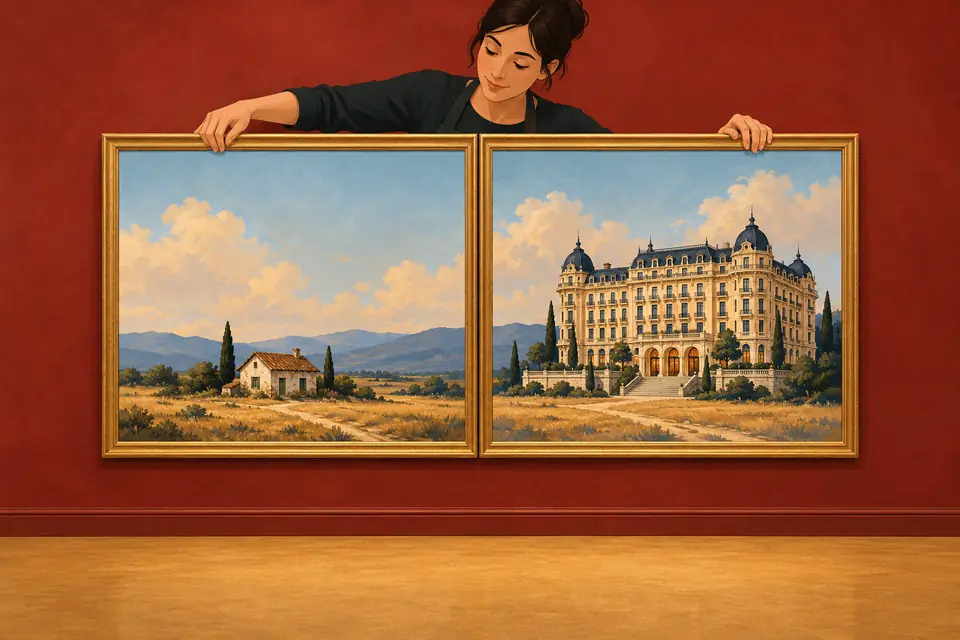 Picture showing the meaning of juxtapose