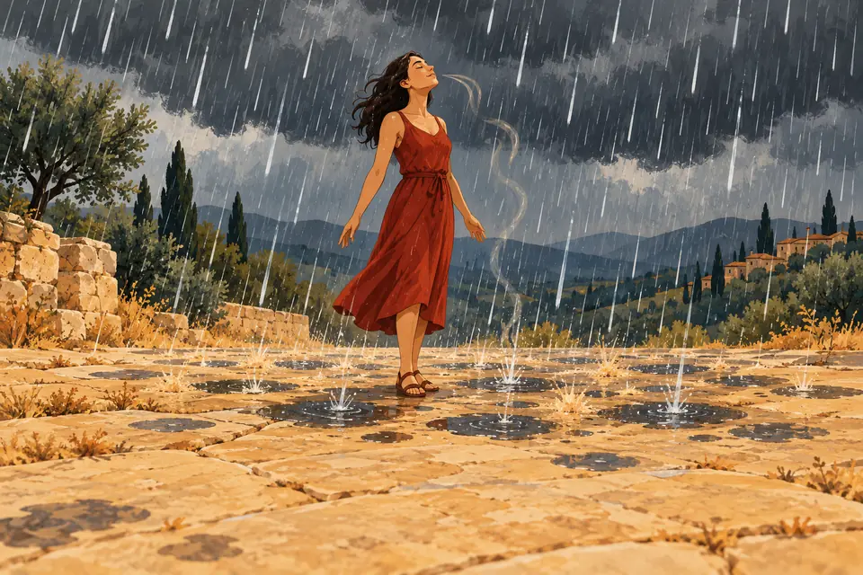 Picture showing the meaning of petrichor